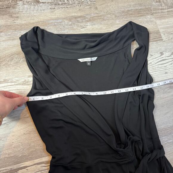 Vintage Diane von Furstenberg Black Wrap Midi Dress 90s Early 2000s Minimalist - Picture 5 of 6